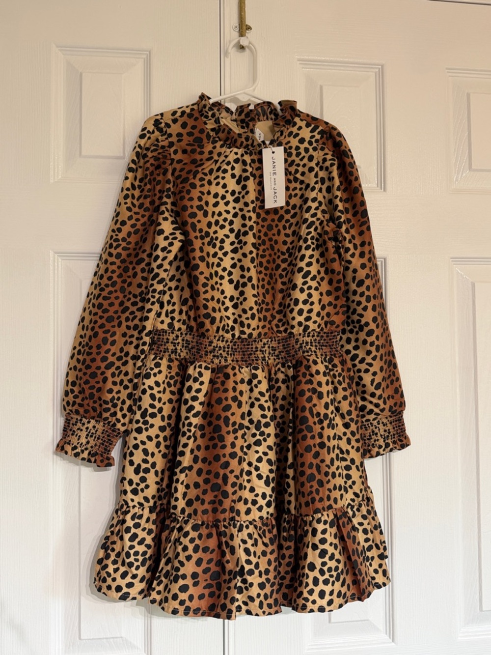 Janie and Jack Marzipan Leopard Cleo Smocked Ruffle Dress